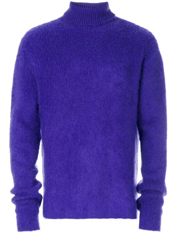 Paura Fluffy Roll Neck Jumper - Pink & Purple