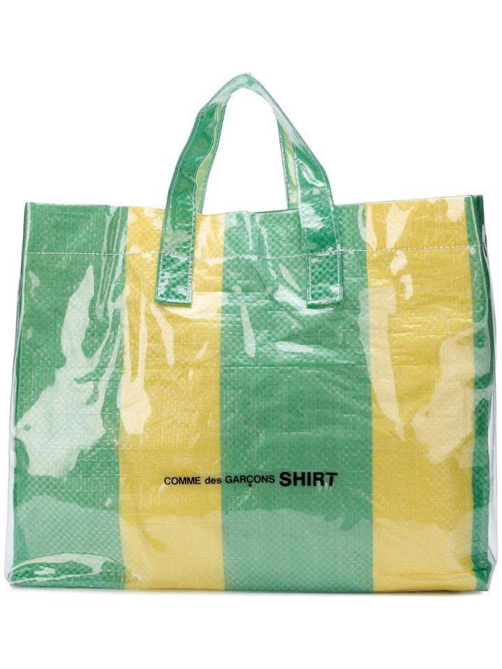 Comme Des Garçons Shirt Striped Large Tote - Yellow & Orange