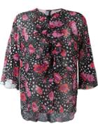 Giamba Flower And Star Print Blouse, Women's, Size: 42, Black, Silk