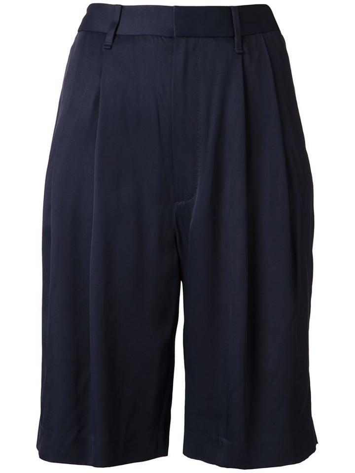 Rag & Bone Pleated Knee Length Shorts, Women's, Size: 2, Blue, Viscose