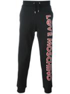 Love Moschino Logo Print Track Pants, Men's, Size: Medium, Black, Cotton