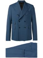 Dolce & Gabbana Double Breasted Suit, Men's, Size: 54, Blue, Virgin Wool/spandex/elastane/cotton/viscose