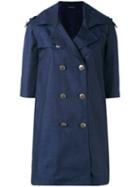 Tagliatore - Buttoned Coat - Women - Polyester/cupro - 42, Blue, Polyester/cupro