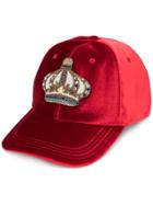 Versace Velvet Crown Baseball Cap - Red
