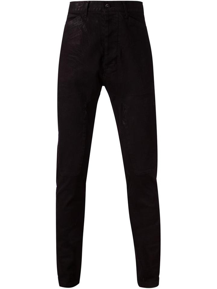 Julius Coated Drop Crotch Jeans, Men's, Size: 4, Black, Cotton/polyester/polyurethane
