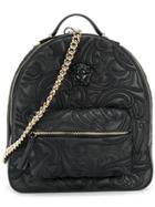 Versace Embroidered Embossed Backpack - Black