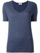 Closed V-neck T-shirt, Women's, Size: Xs, Blue, Cotton/linen/flax