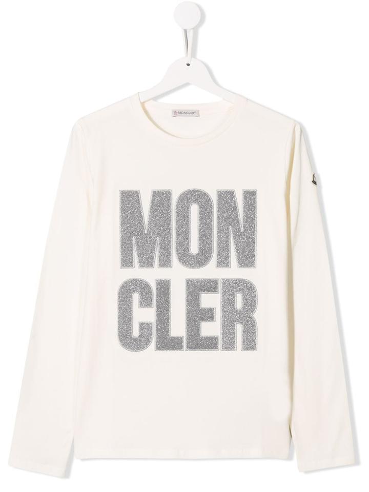 Moncler Kids Glitter Logo T-shirt - White