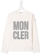 Moncler Kids Glitter Logo T-shirt - White