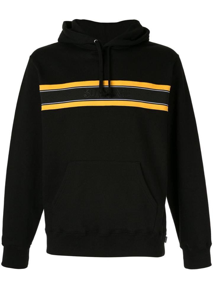 Supreme Chest Stripe Logo Hoodie - Black