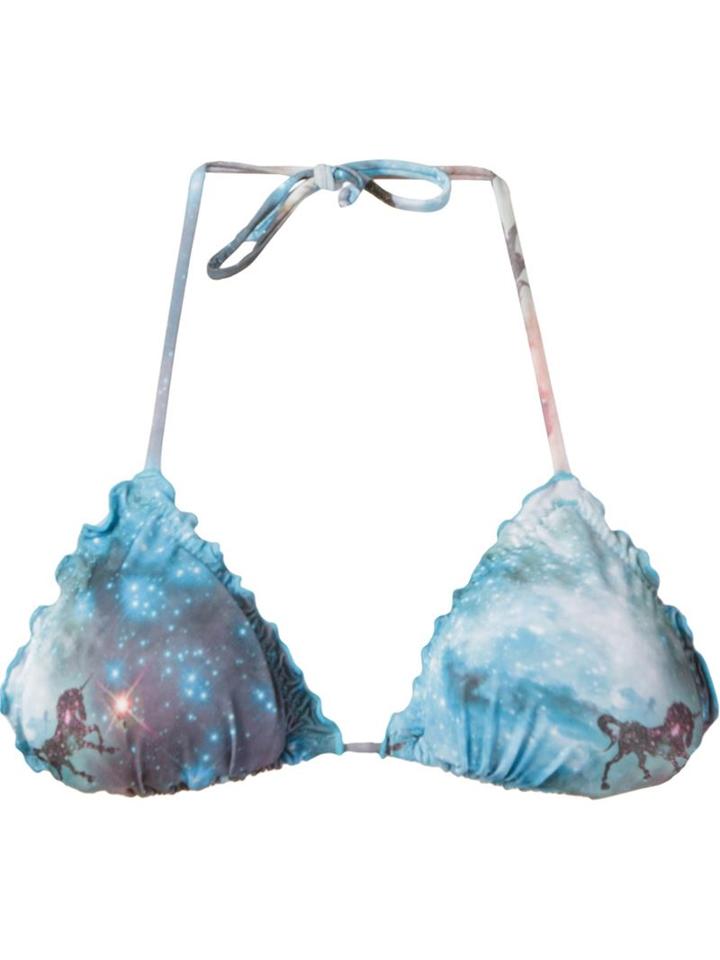 Skinbiquini 'unicorn' Halterneck Bikini Top, Women's, Size: P, Blue, Polyester/spandex/elastane