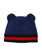 Gucci Kids Web Beanie With Ears, Boy's, Size: 46 Cm, Blue