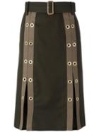 Sacai Grommet Embellished Skirt, Women's, Size: 2, Green, Wool/cupro