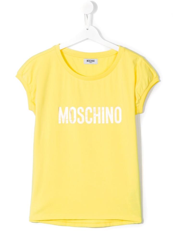 Moschino Kids Logo Print T-shirt, Girl's, Size: 14 Yrs, Yellow/orange