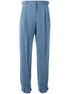 Emporio Armani - High Waisted Trousers - Women - Spandex/elastane/viscose - 46, Blue, Spandex/elastane/viscose