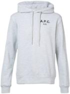 A.p.c. - Logo Print Hoodie - Men - Cotton/spandex/elastane - Xxl, Grey, Cotton/spandex/elastane
