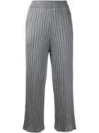 Loveless - Cropped Rib Knit Trousers - Women - Cotton/rayon - 36, Grey, Cotton/rayon