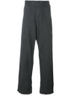 Issey Miyake Men Loose Fit Trousers, Size: 4, Grey, Cotton