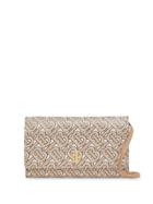 Burberry Monogram Print Leather Wallet With Detachable Strap -