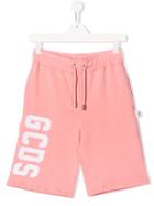 Gcds Kids Teen Embroidered Logo Shorts - Pink