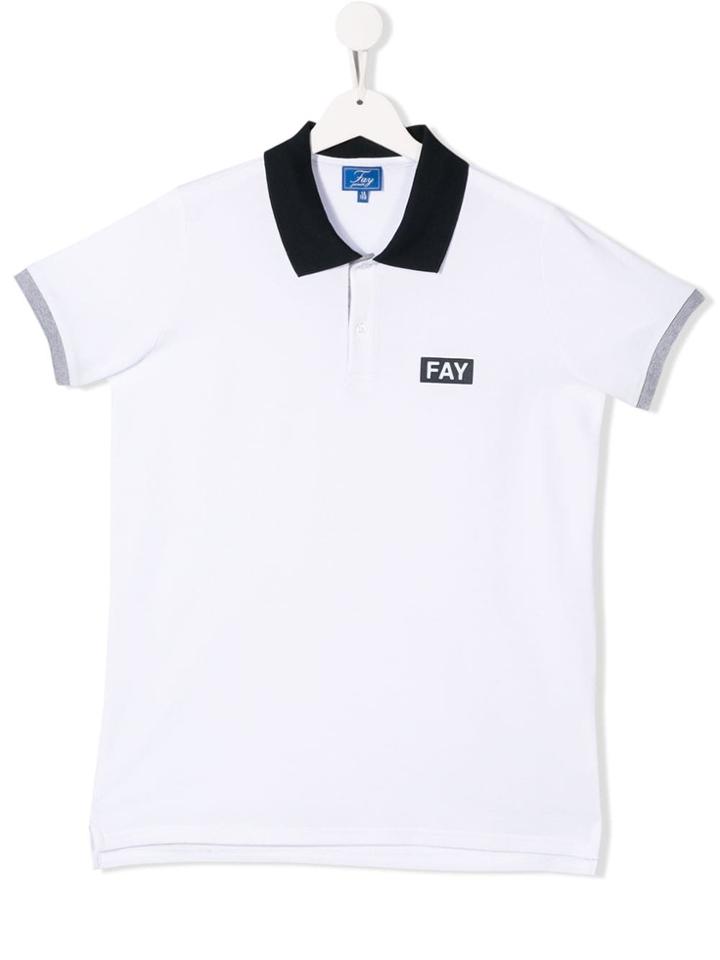 Fay Kids Teen Colour-block Polo Shirt - White