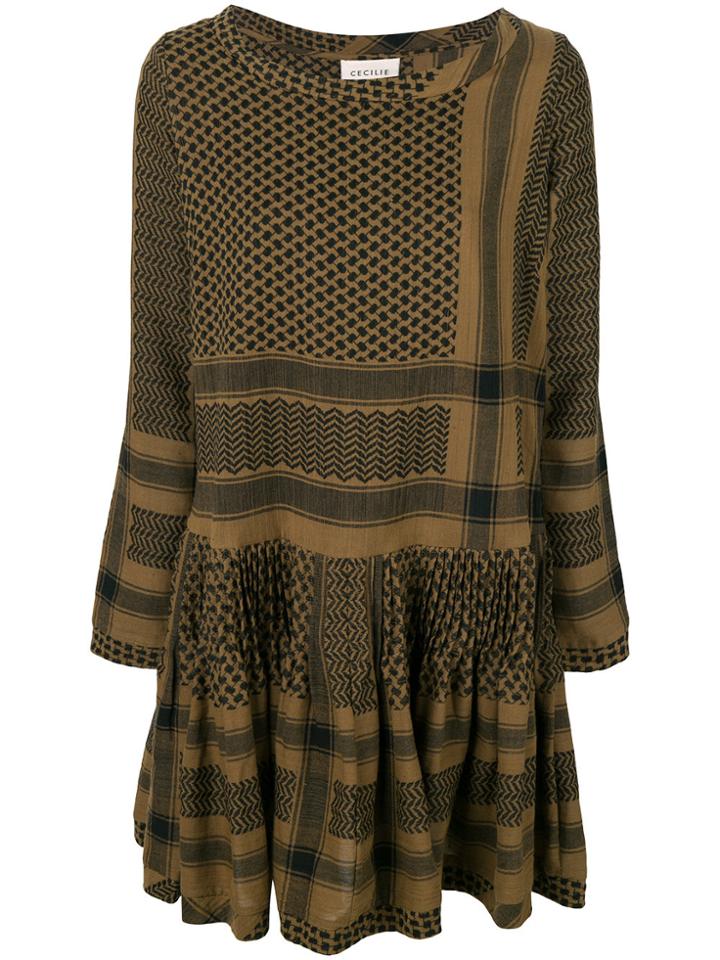 Cecilie Copenhagen Flared Patterned Dress - Green