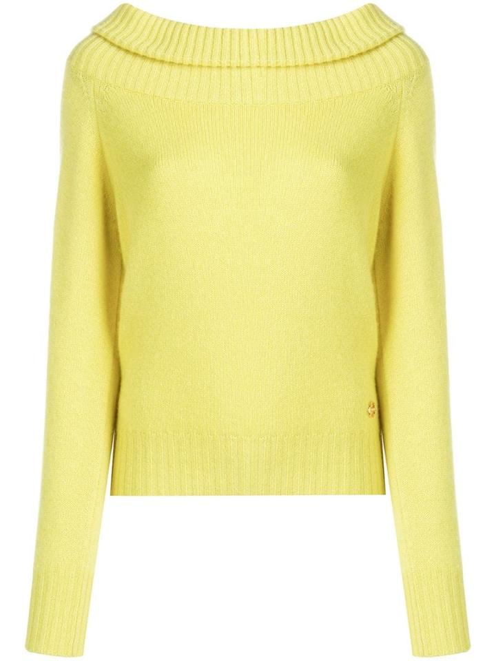 Emilio Pucci Lime Off The Shoulder Cashmere Jumper - Yellow