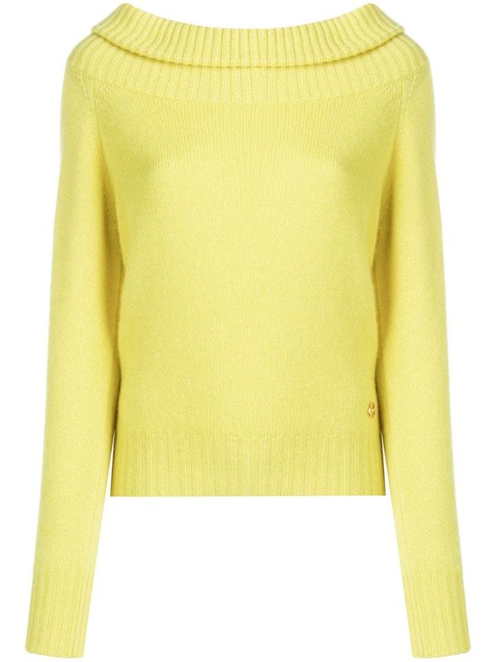 Emilio Pucci Lime Off The Shoulder Cashmere Jumper - Yellow