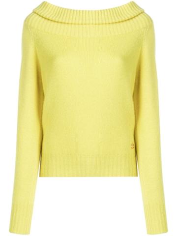 Emilio Pucci Lime Off The Shoulder Cashmere Jumper - Yellow