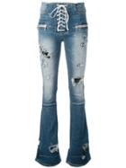 Unravel Project - Destroyed Jeans - Women - Cotton/polyester/spandex/elastane - 26, Blue, Cotton/polyester/spandex/elastane