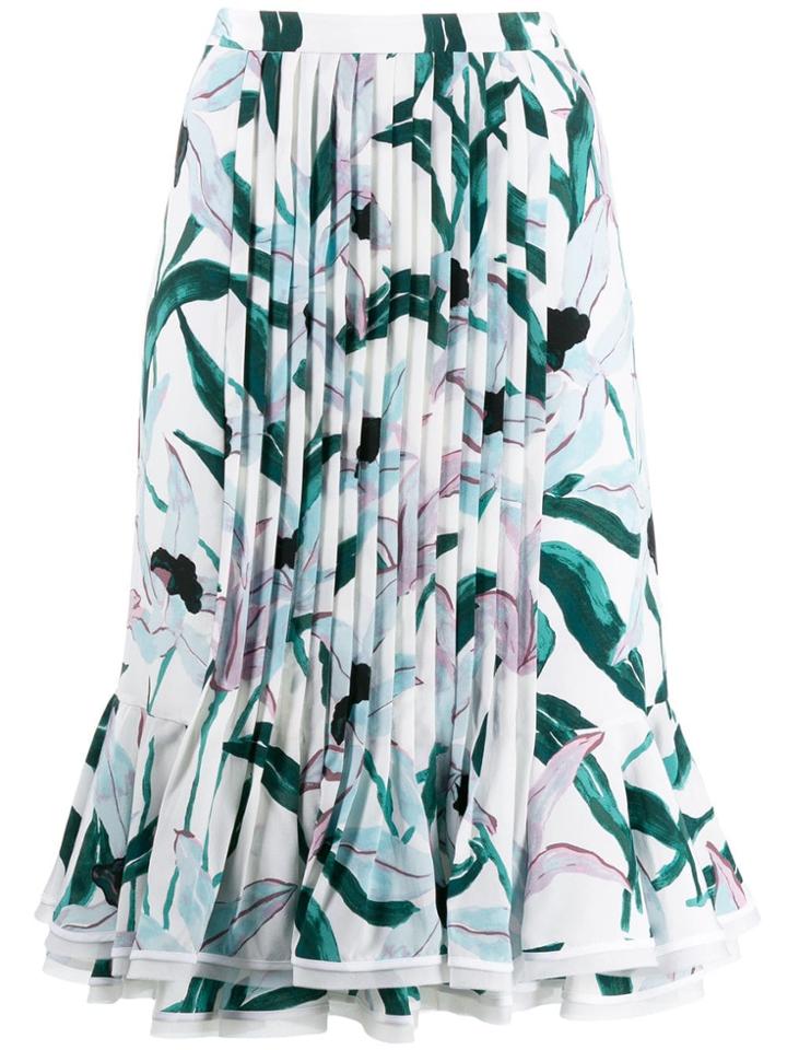 Tory Burch Pleated Flared Skirt - Green