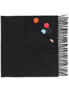 Fendi Pom Pom Embroidered Scarf - Black