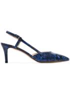 Kalda Blue Ringi 65 Snake Embossed Slingback Heels