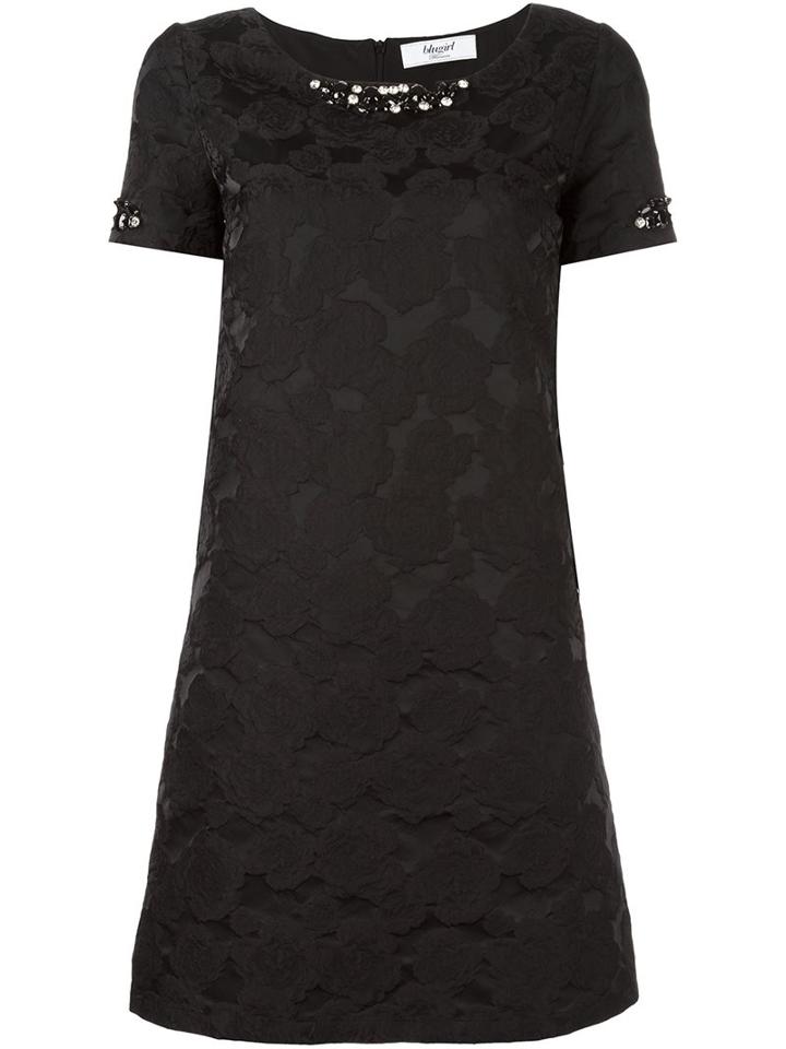 Blugirl Embellished Neck Jacquard Dress, Women's, Size: 44, Black, Polyester