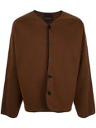 Caban Curved Hem Knit Cardigan - Brown