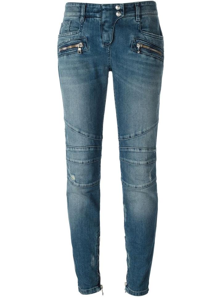 Balmain Skinny Jeans, Women's, Size: 36, Blue, Cotton/spandex/elastane