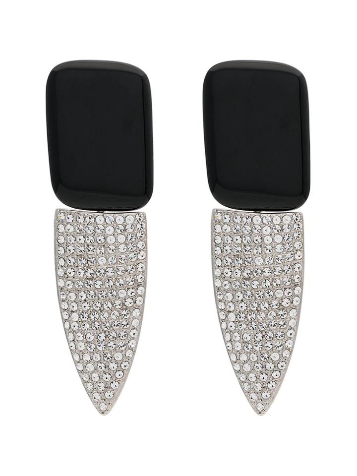 Saint Laurent Smoking Clip-on Crystal Earrings - Black