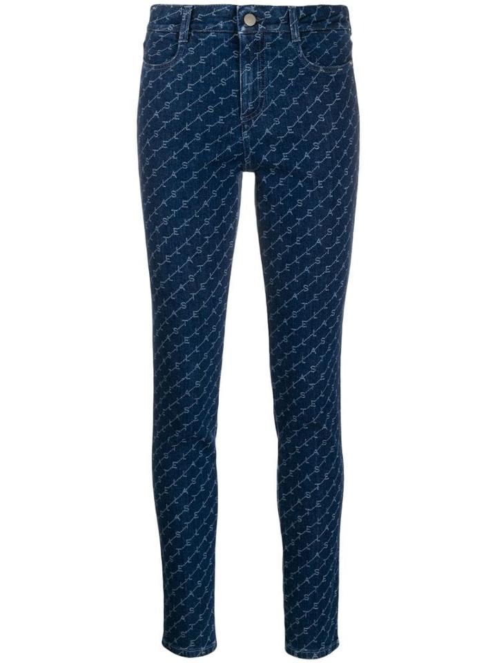 Stella Mccartney High-rise Skinny Monogram Denim Jeans - Blue