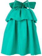 Msgm Giant Bow Ruffle Dress - Green
