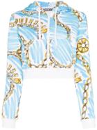 Moschino Charm-print Cropped Hoodie - Blue