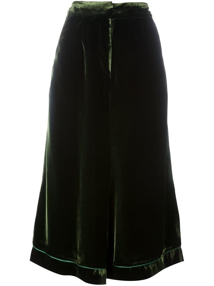 For Restless Sleepers Wide Cropped Trousers, Women's, Size: Large, Green, Rayon/silk