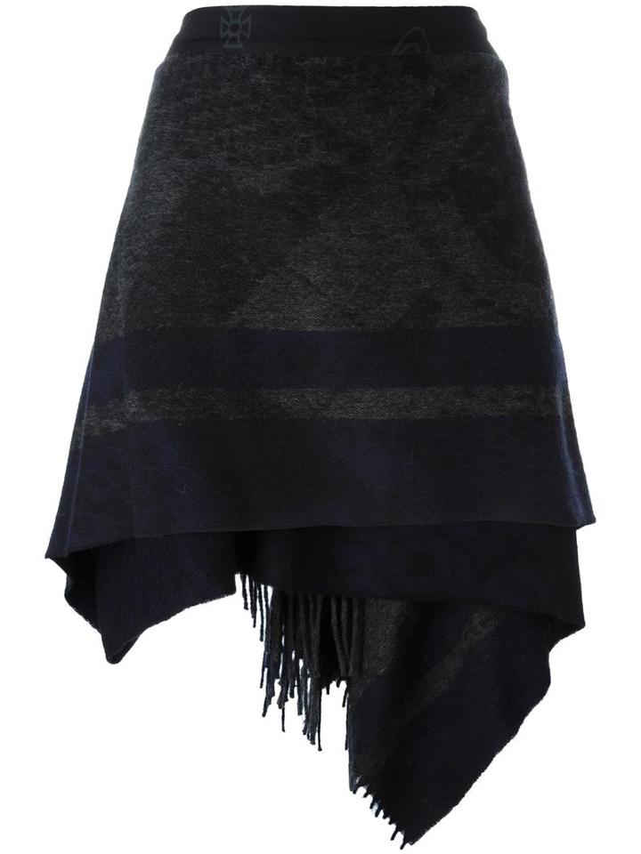 Vivienne Westwood Red Label Fringed Wrap Skirt, Women's, Size: 38, Grey, Cotton/wool