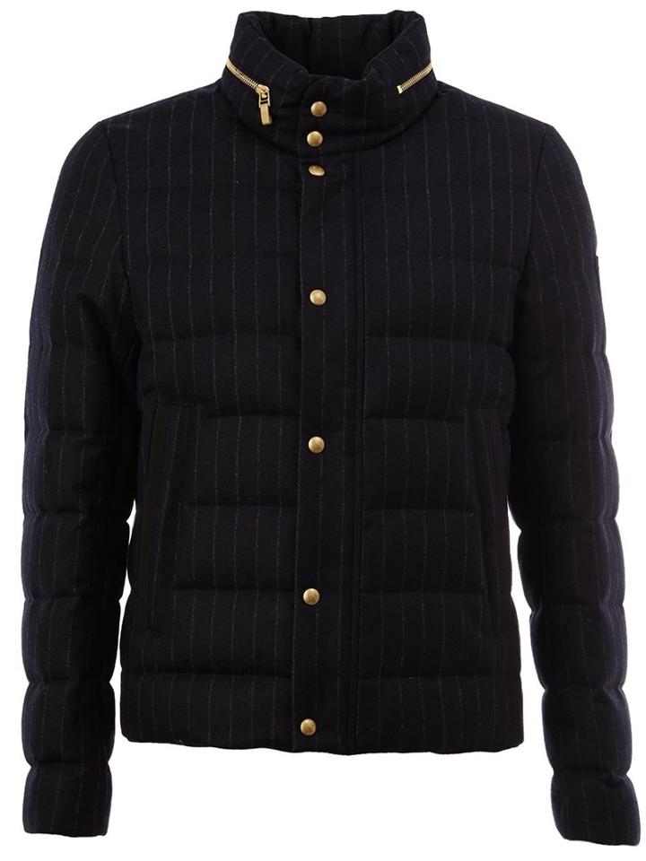Moncler Gamme Bleu Zipped Neck Detail Jacket, Men's, Size: 1, Blue, Cotton/feather Down/wool/goose Down