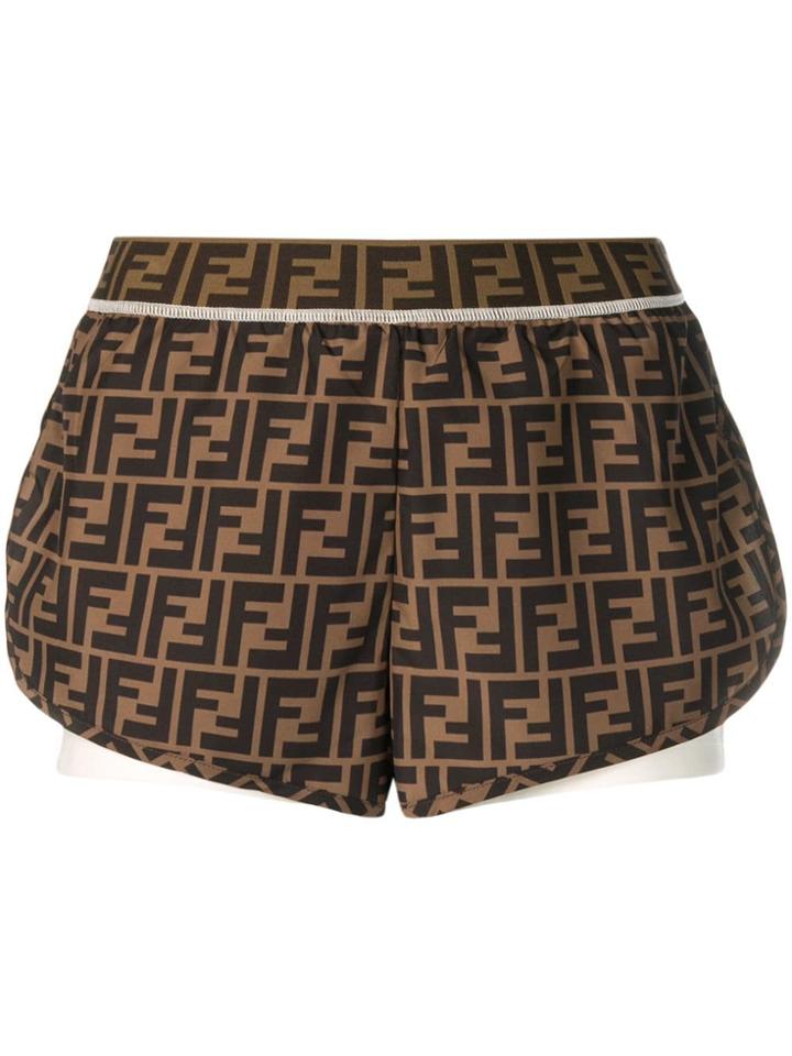 Fendi Monogram Print Shorts - White