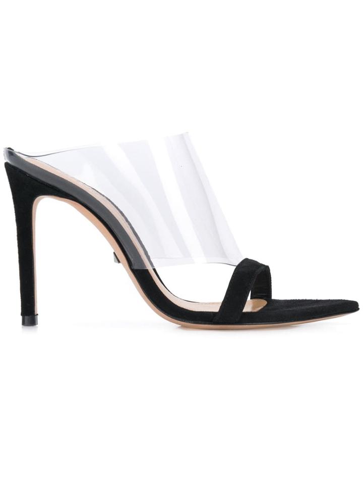Schutz Perspex Panel Heeled Mules - Black