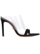 Schutz Perspex Panel Heeled Mules - Black