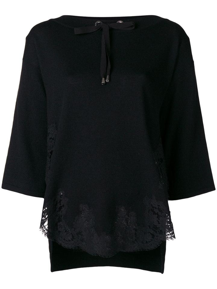 Ermanno Ermanno Lace Trim Top - Black