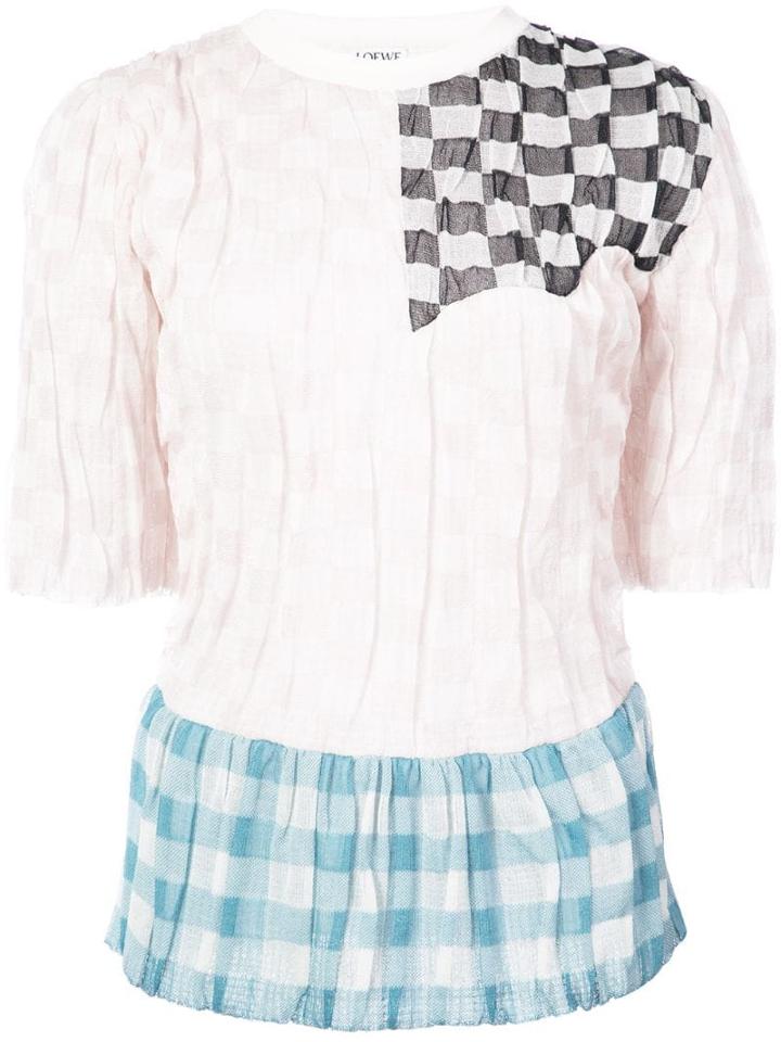 Loewe Patchwork Knit Shortsleeved Top - Pink