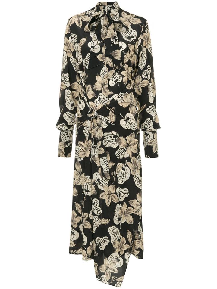 Rokh Floral Print Longsleeved Dress - Black