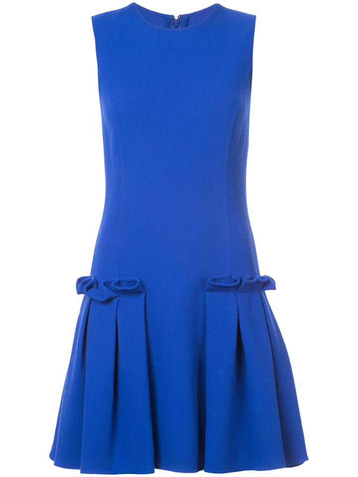 Oscar De La Renta Pleated Side Detail Dress - Blue